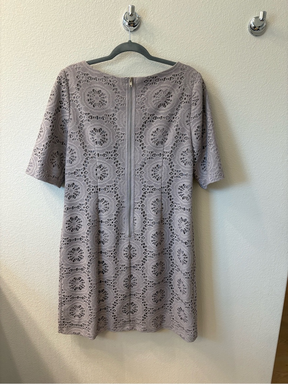 Adrianna Papell Crochet Lace Shift Dress - Taupe - Picture 3 of 3